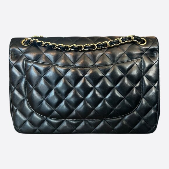 Chanel Black Lambskin Quilted Jumbo Flap Bag - Picture 3 of 8
